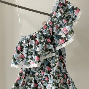 Loretta Caponi One Shoulder Peplum Top